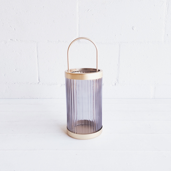 Glass Lantern - Grey Gold 